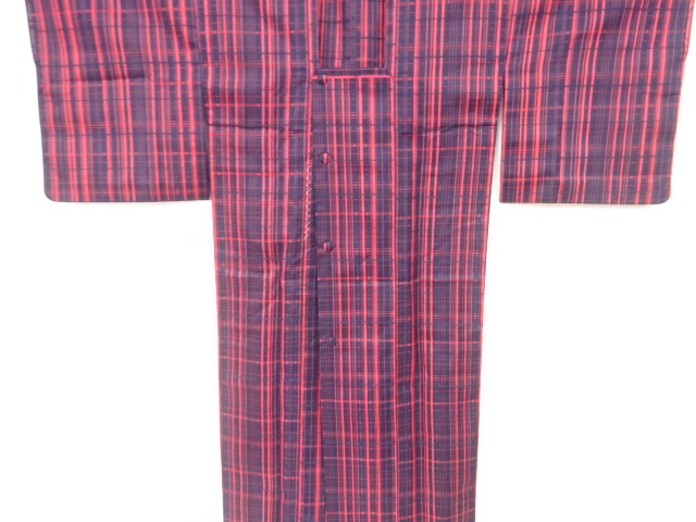 リサイクル　未使用品　格子模様織出し雨コート